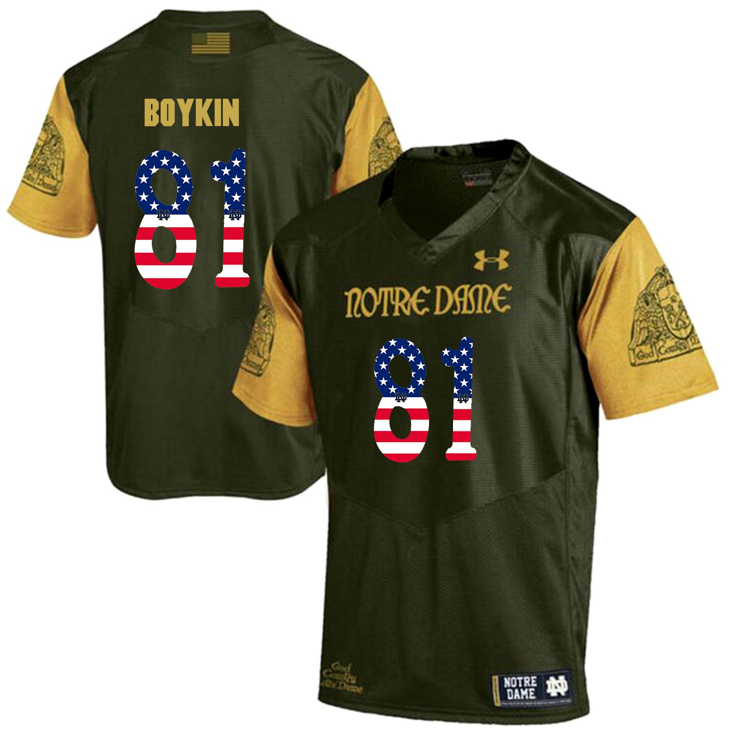 Men Norte Dame Fighting Irish #81 Boykin Green Flag Customized NCAA Jerseys